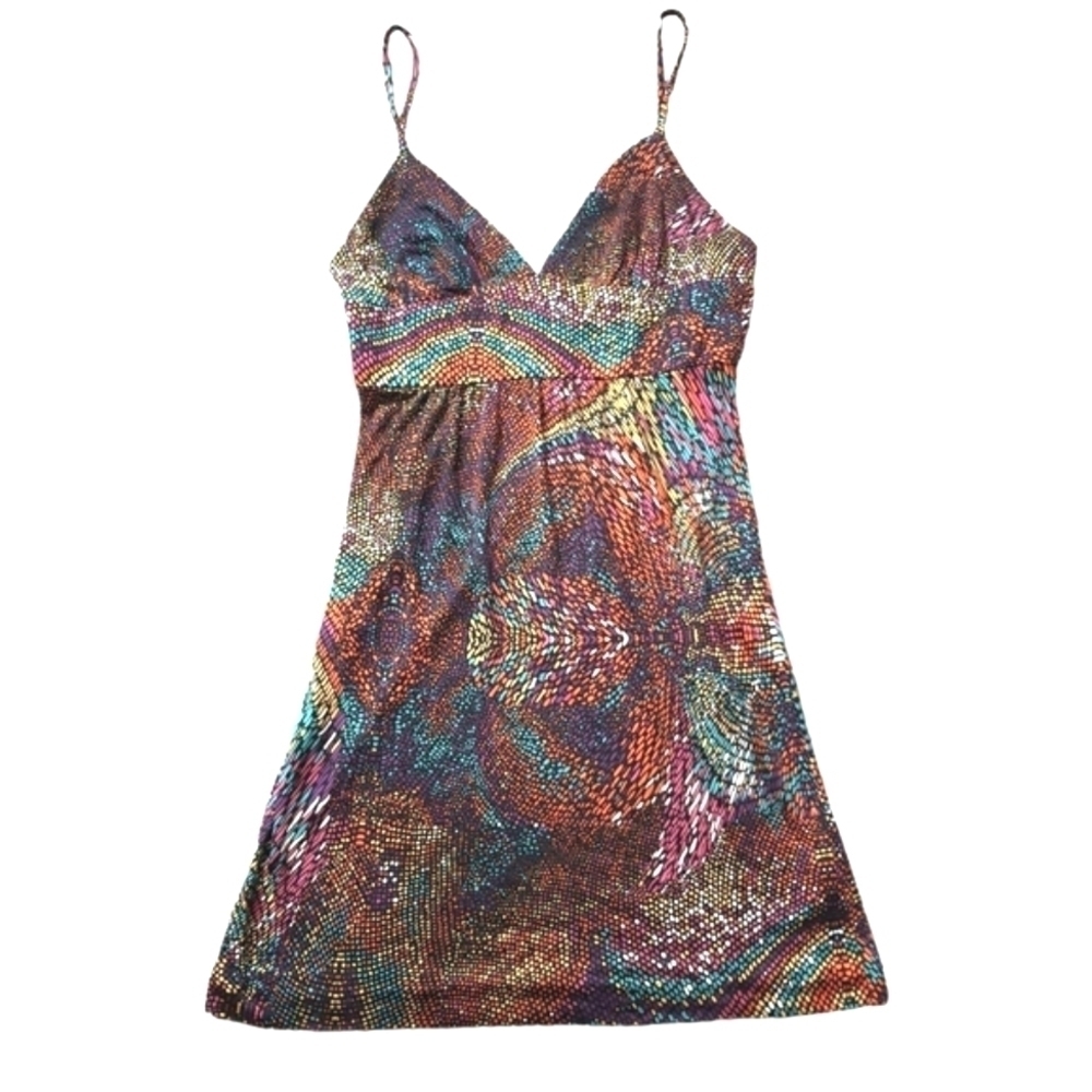 Trina Turk Silk Dress Spaghetti Strap, Multi Color, Mosaic, Mini, Size 8